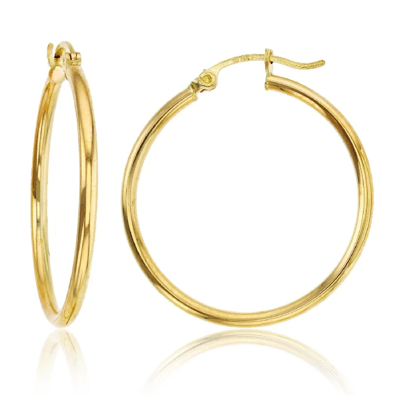 Women’s floral stud earrings-10KT Yellow Gold 2X30MM Hoop Earrings