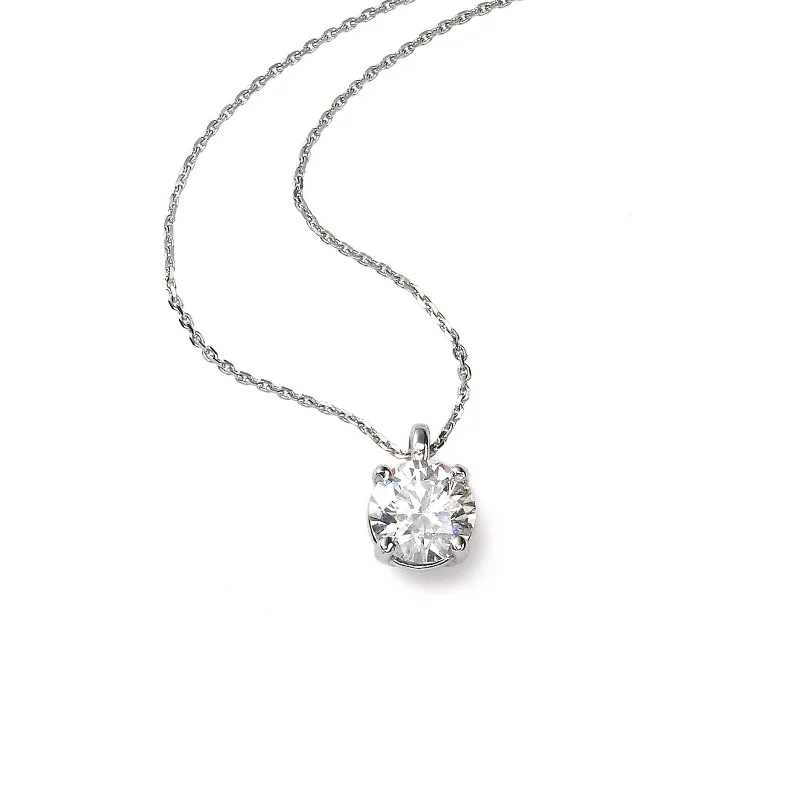 Women’s sterling silver necklace-Diamond Solitaire Pendant, .60 Carat, 14K White Gold