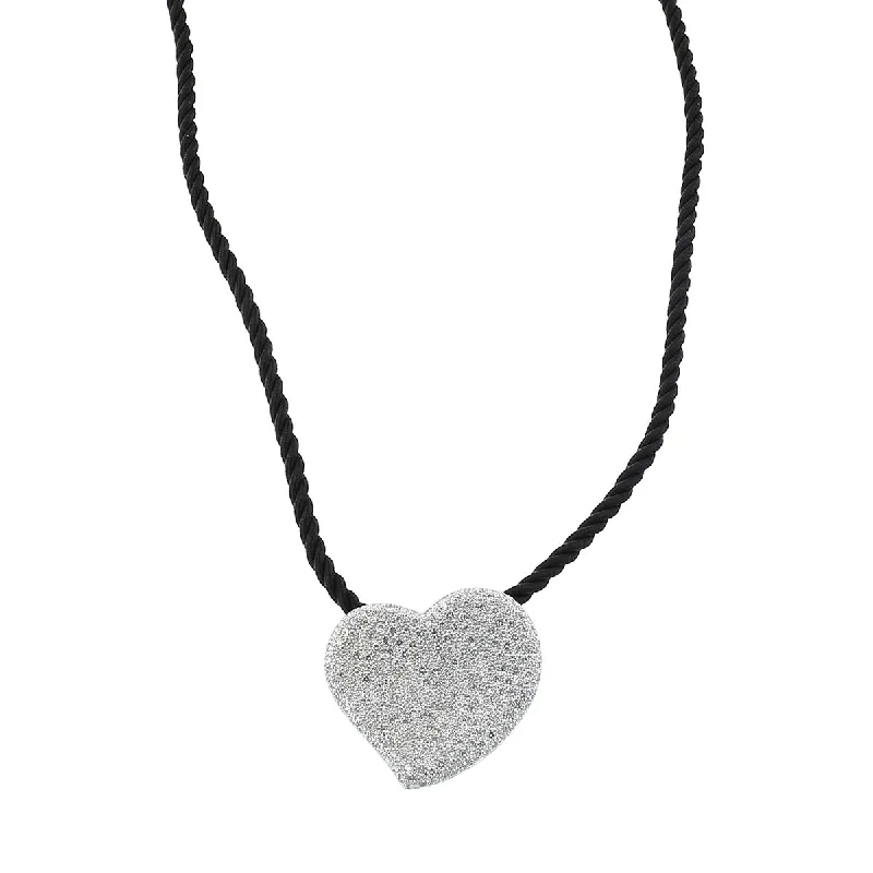 Women’s cubic zirconia necklace-14K White Gold Diamond Heart Pin or Pendant