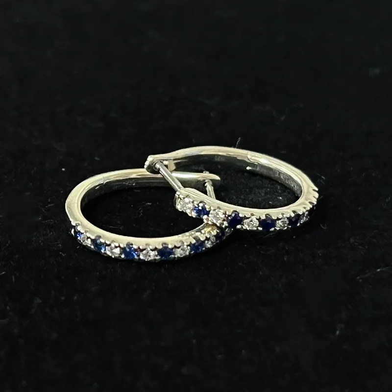 Women’s sparkly earrings-$299 Clearance Sapphire and Diamond Hoop Earrings