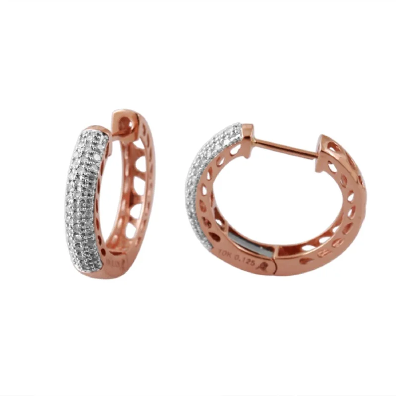 Women’s silver statement earrings-1/4 CTW Diamond Hoop Earrings in 10KT Rose Gold