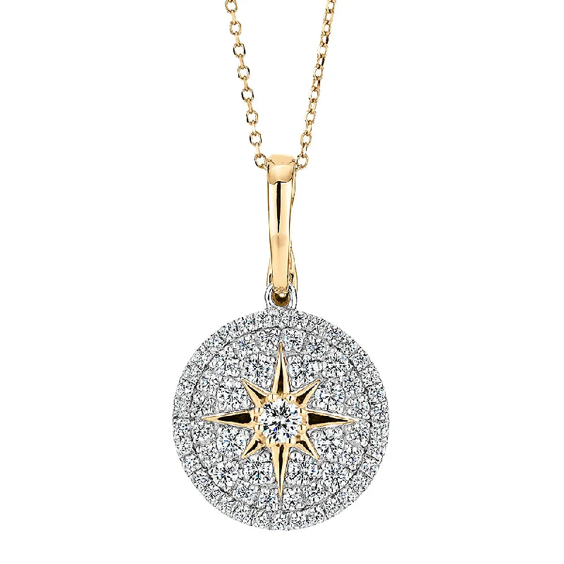 Women’s sapphire pendant necklace-Fancy pendant with 0.95 carats* of diamond simulants in 10 carat yellow gold and sterling silver