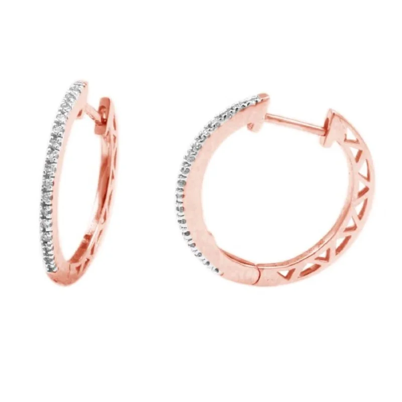 Women’s chic earrings-1/10 CTW Diamond Hoop Earrings in 10KT Rose Gold