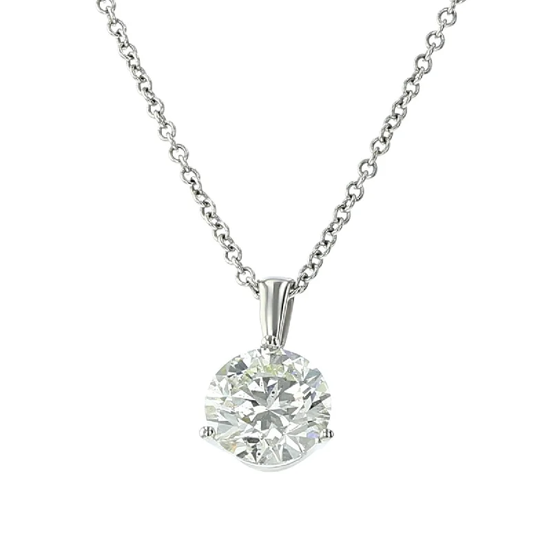 Women’s opal pendant necklace-Classic Three-Prong Solitaire Diamond Pendant