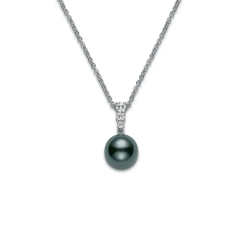 Women’s vintage-inspired necklace-Black South Sea Pearl and Diamond Pendant