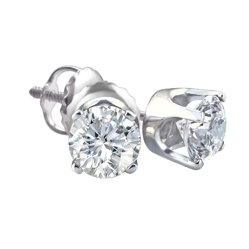 Women’s bridal earrings-Premiere 2 CTW Diamond Solitaire Stud Earrings in 14KT White Gold