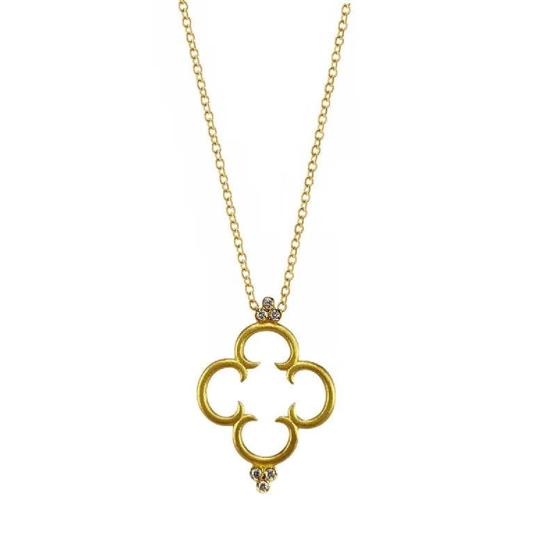 Women’s two-tone necklace-Diamond Openwork Pendant, 14K Yellow Gold