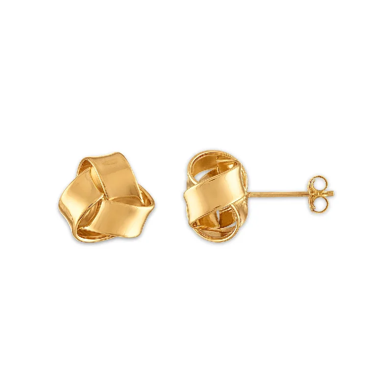 Women’s vibrant earrings-10KT Yellow Gold Stud Love Knot Earrings