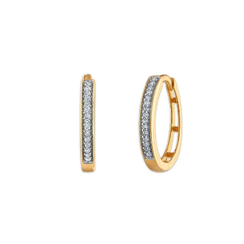 Women’s classy earrings-1/10 CTW Diamond Hoop Earrings in 10KT Yellow Gold