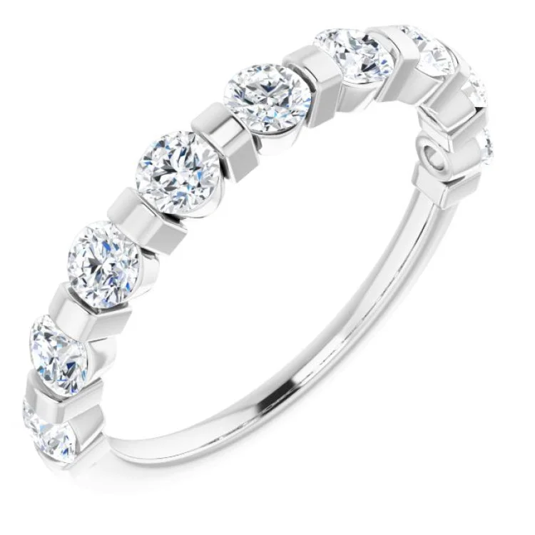 Women’s round cut engagement ring-Platinum 9/10 CTW Natural Diamond Anniversary Band