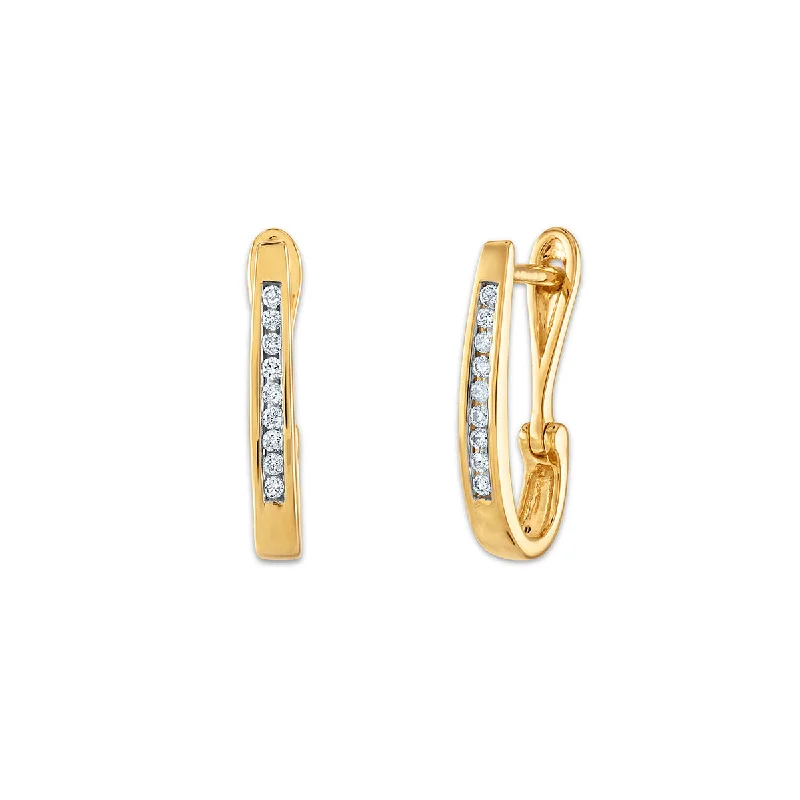 Women’s stud earrings-1/10 CTW Diamond Hoop Earrings in 10KT Yellow Gold