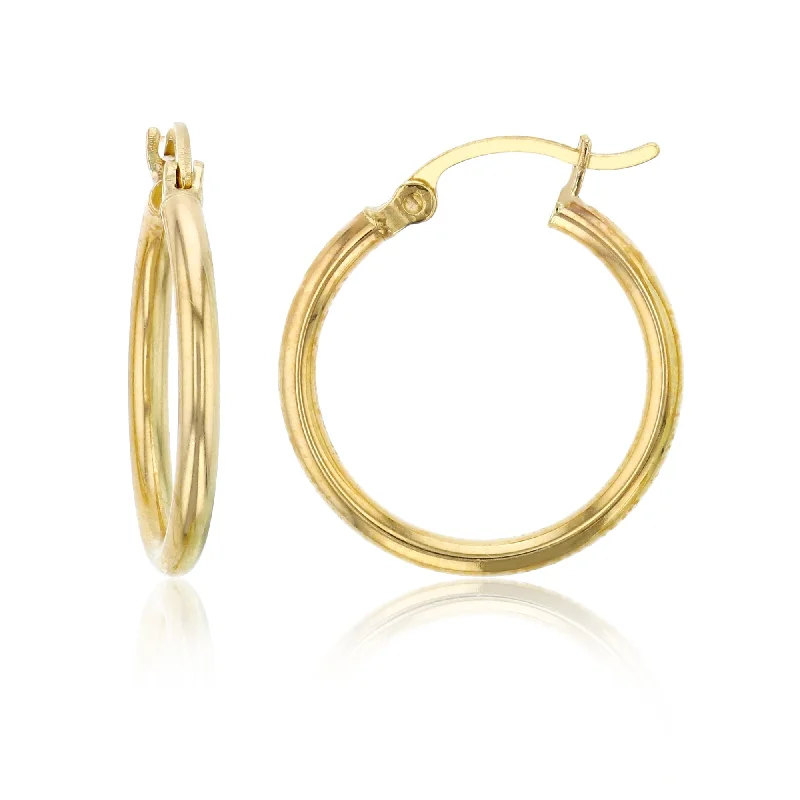 Women’s gemstone stud earrings-10KT Yellow Gold 2X20MM Hoop Earrings