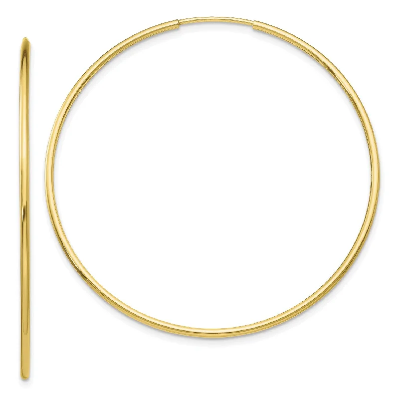 Women’s silver statement earrings-10KT Yellow Gold 45X1.2MM Endless Hoop Earrings