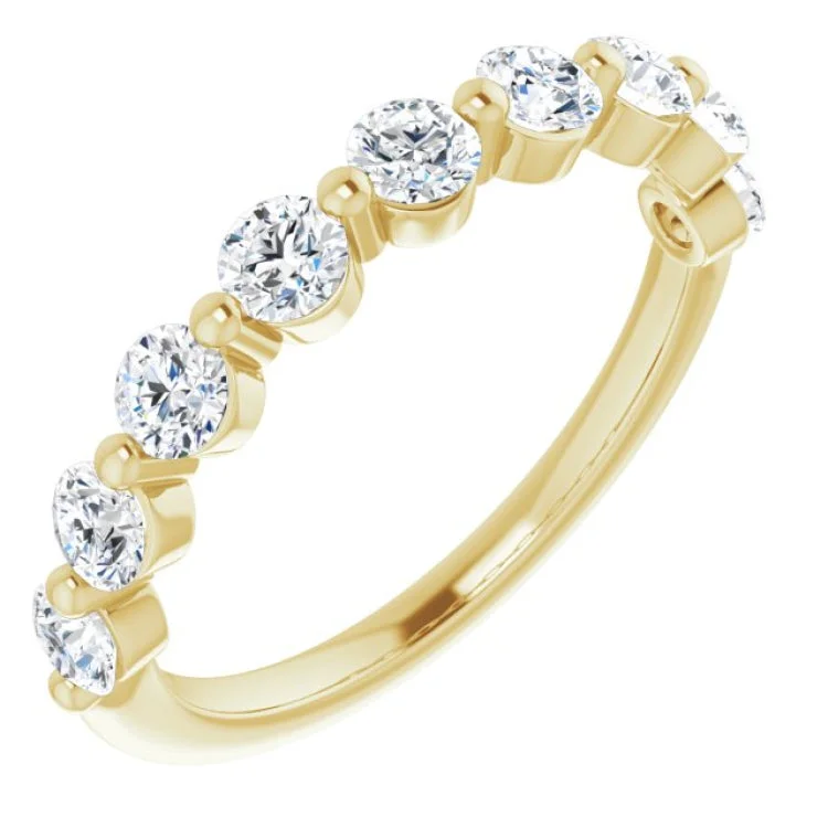 Women’s vintage style engagement ring-14K Yellow 9/10 CTW Natural Diamond Anniversary Band