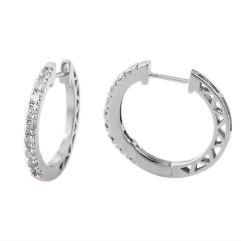 Women’s bohemian earrings-1/4 CTW Diamond Hoop Earrings in 10KT White Gold