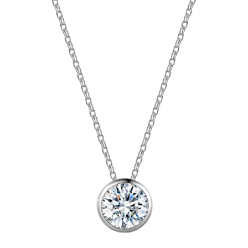 Women’s heirloom necklace-Round Brilliant solitaire pendant with 1.03 carat* diamond simulant in 10 carat white gold