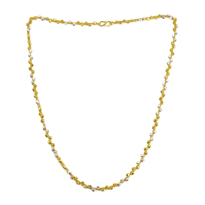 Women’s celestial necklace-22K Yellow Gold Chain W/ Vine Pattern Beaded Strand & "S' Hook Closure