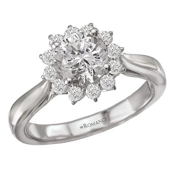 Women’s vintage style engagement ring-14KT GOLD 1/3 CTW DIAMOND FLOWER HALO MOUNTING FOR 1 CT ROUND