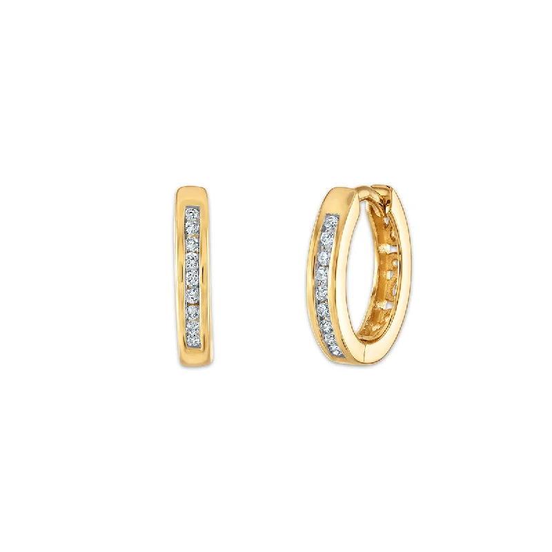 Women’s teardrop diamond earrings-1/10 CTW Diamond Huggie Earrings in 10KT Yellow Gold