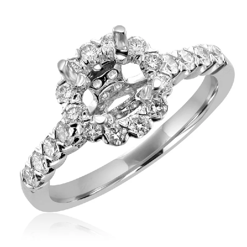 Women’s eternity engagement ring-14KT White Gold .62 CTW Diamond Halo Setting for 1 CT Round