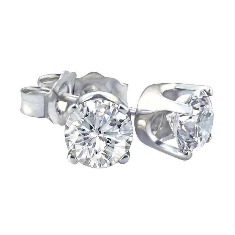 Women’s vintage-inspired earrings-Premiere 1/10 CTW Diamond Solitaire Stud Earrings in 14KT White Gold