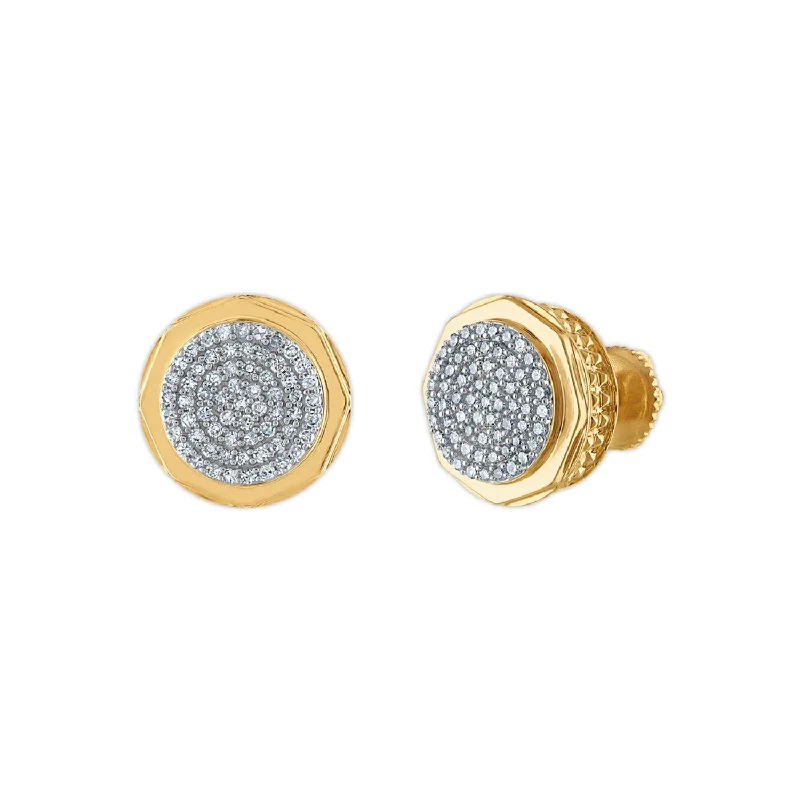 Women’s stylish earrings-1/2 CTW Diamond Fashion Stud Round Earrings in 10KT Yellow Gold