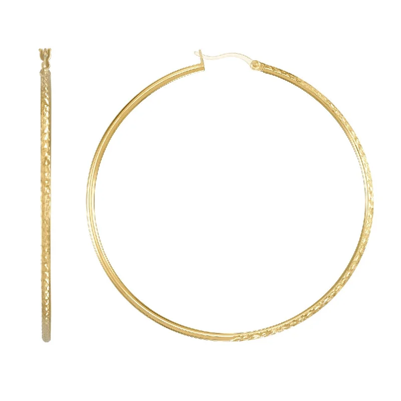 Women’s hoop earrings-Simone I Smith Collection 18KT Yellow Gold Plated Sterling Silver 60X2MM Hoop Earrings