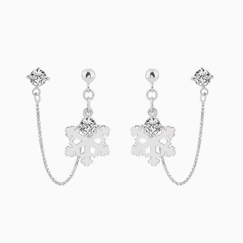 Women’s gold hoop earrings-925 Sterling Silver Snowflake Earrings