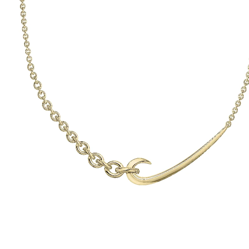 Women’s trendy necklace-Hook Chain Choker Pendant - Yellow Gold Vermeil