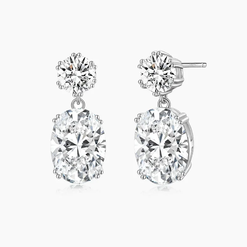 Women’s fashion stud earrings-Petite Oval CZ Drop Earrings