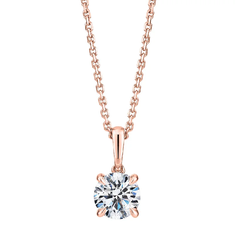 Women’s gemstone necklace-Premium Certified Lab-Grown Diamond, 0.70 carat round brilliant solitaire pendant in 18 carat rose gold