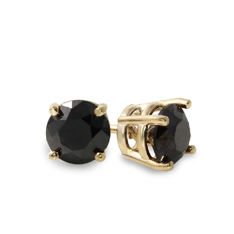 Women’s classy earrings-10K Yellow Gold 5/8 CTW Rd Black Diamond Stud Earrings