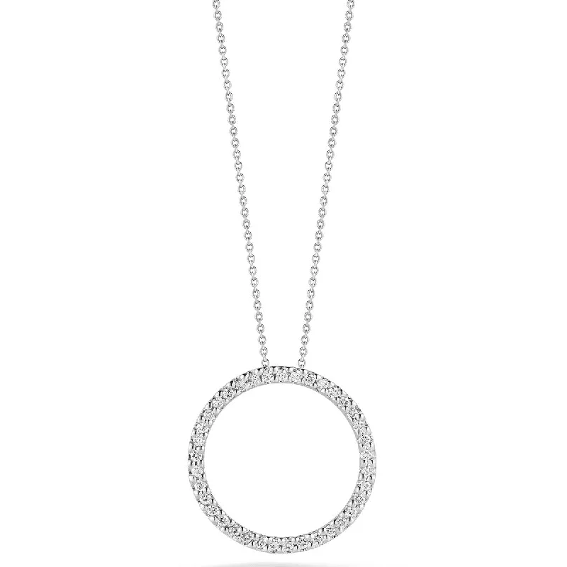 Women’s wedding necklace set-18K Gold Small Diamond Circle Pendant