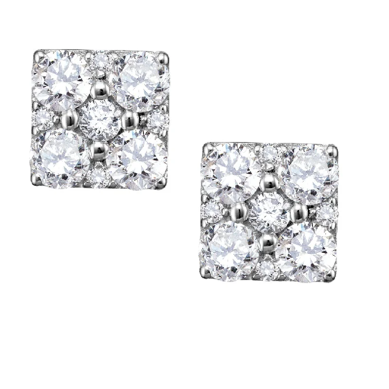 Women’s gold stud earrings-Luxe Layers Sterling Silver Cubic Zirconia Stud Earrings