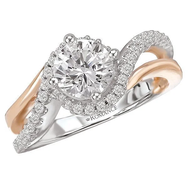 Women’s fine diamond engagement ring-14KT Gold 1/4 CTW Diamond Wavy Shank Setting for 1 CT Round