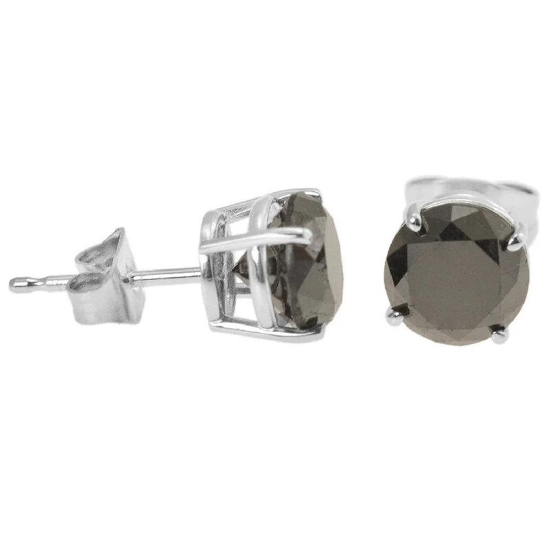 Women’s casual stud earrings-10K White Gold 5/8 CTW Rd Black Diamond Stud Earrings