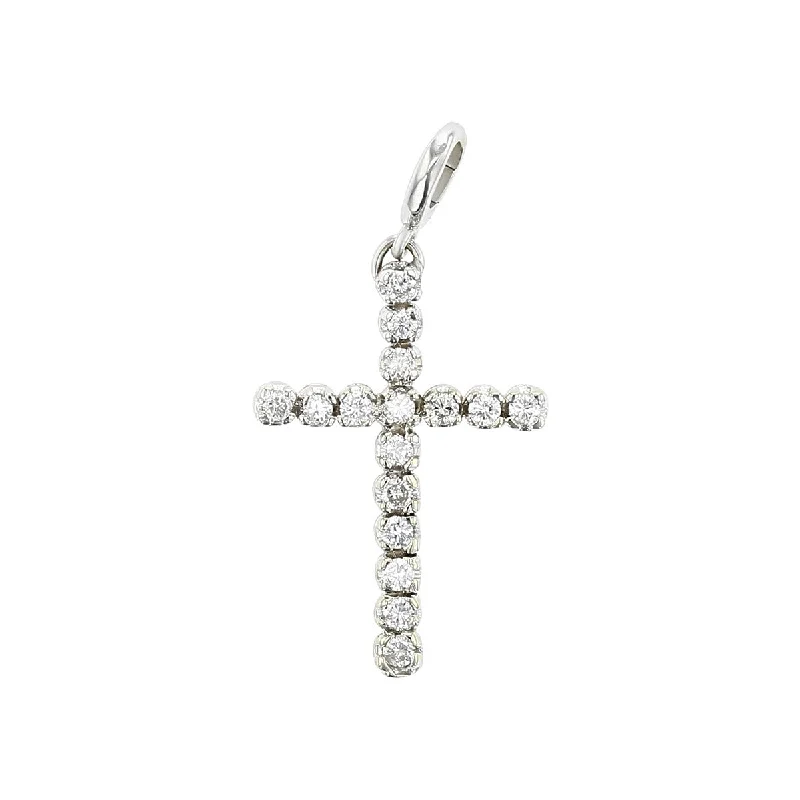 Women’s customized necklace-14K White Gold Diamond Cross Pendant