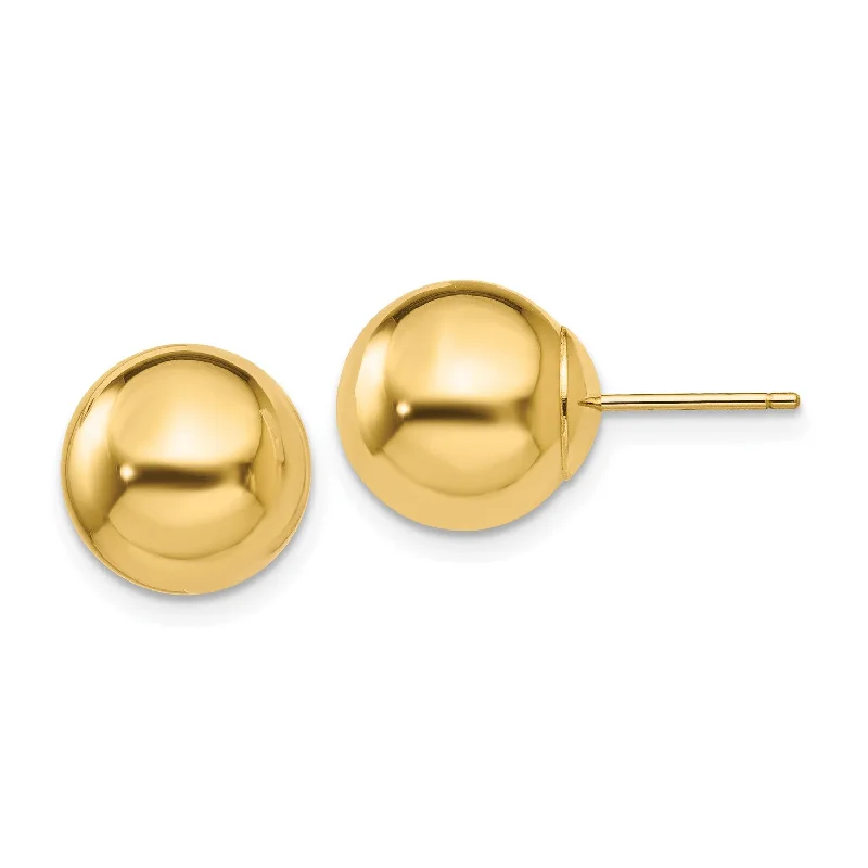 Women’s adjustable earrings-14KT Yellow Gold 10MM Ball Stud Earrings