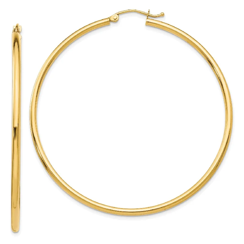 Women’s adjustable earrings-14KT Yellow Gold 55X2MM Hoop Earrings