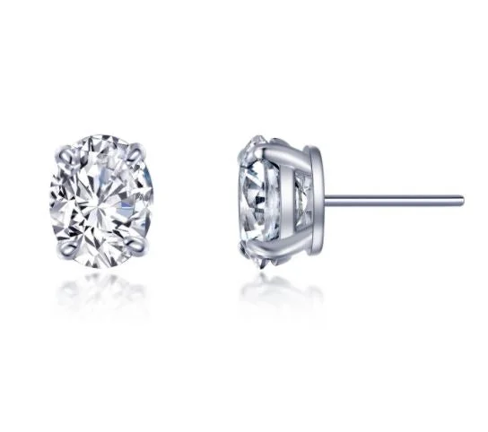 Women’s artistic earrings-Oval Solitaire Stud Earrings