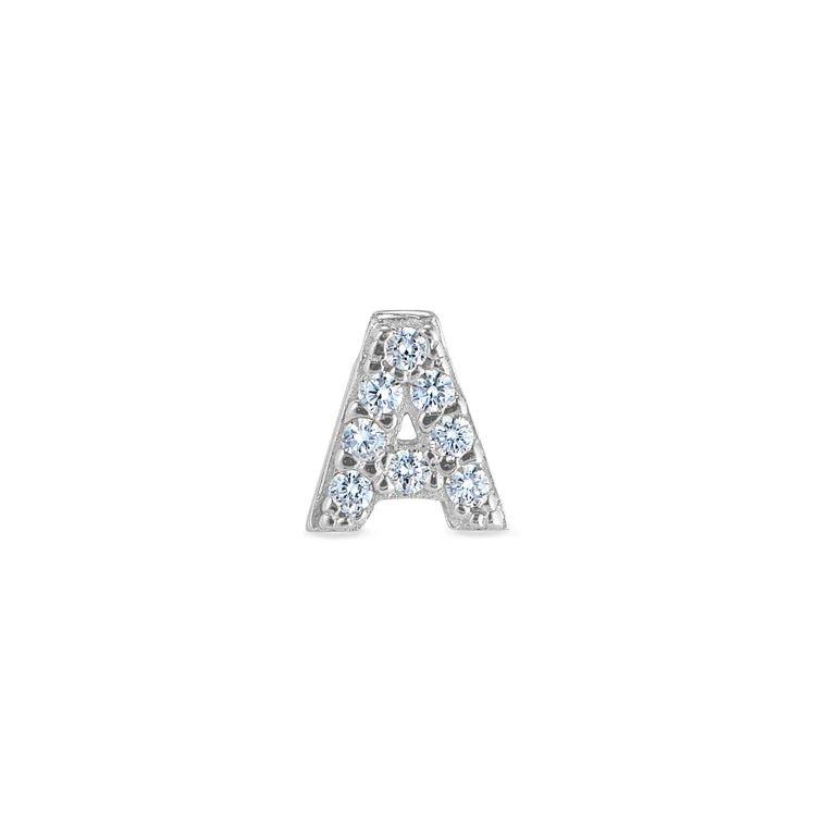 Women’s radiant diamond engagement ring-Platinum Finish Sterling Silver Micropave A Initial Charm with Simulated Diamonds