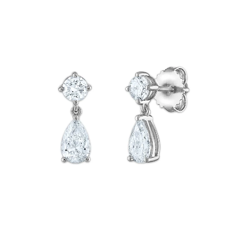 Women’s dangle earrings-Signature EcoLove 1 1/2 CTW Lab Grown Diamond Earrings in 14KT White Gold