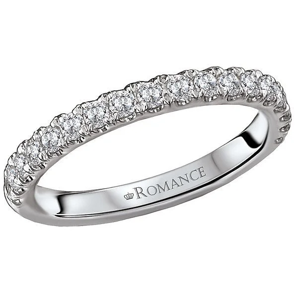 Women’s bridal engagement ring-14KT WHITE GOLD 1/2 CTW ROUND DIAMOND 18 STONE BAND