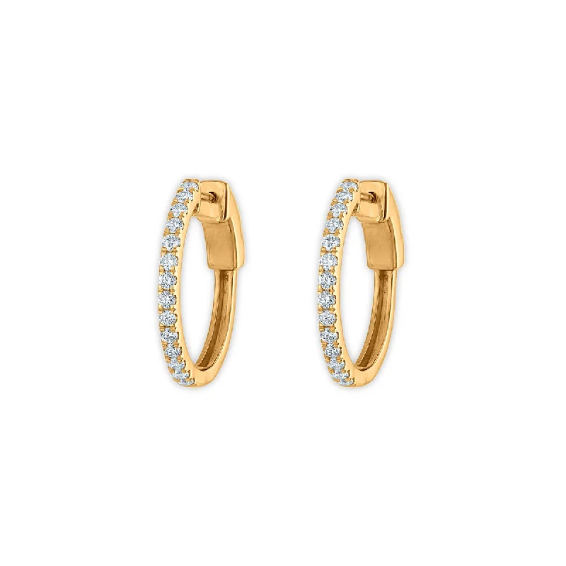 Women’s gold stud earrings-EcoLove 1/2 CTW Lab Grown Diamond Hoop Earrings in 10KT Yellow Gold