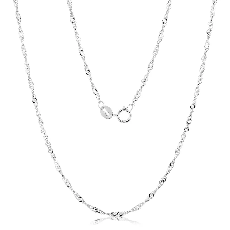 Women’s gold chain necklace set-50CM singapore chain in 10 carat white gold