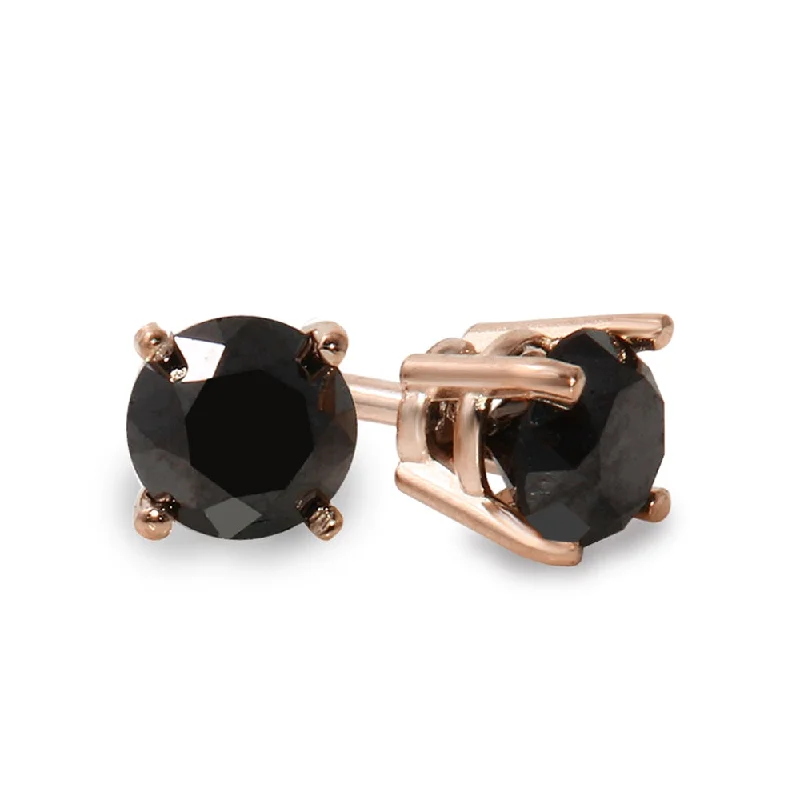 Women’s gemstone drop earrings-14K Rose Gold 3 CTW Rd Black Diamond Stud Earrings