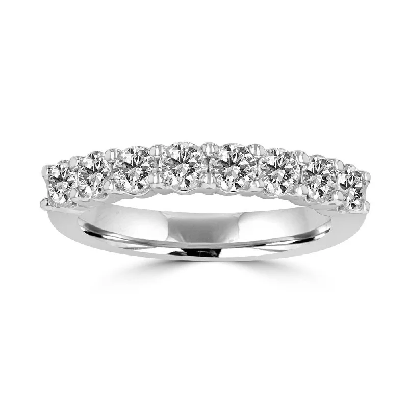 Women’s cushion-cut diamond engagement ring-14KT White Gold 1.00 CTW Round Diamond Prong Set Band