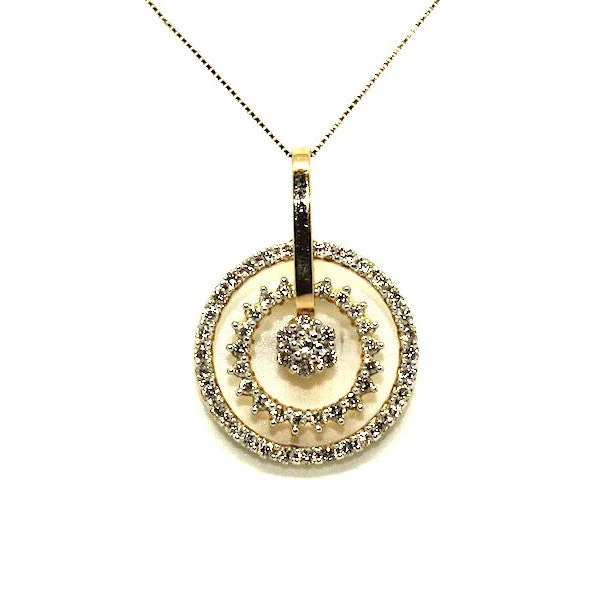 Women’s gold chain necklace-Diamond Double Circle Pendant Ad No.0569