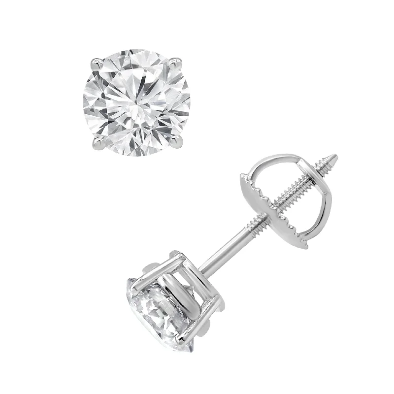 Women’s dangling earrings-14kt white gold diamond studs 2.00CTW