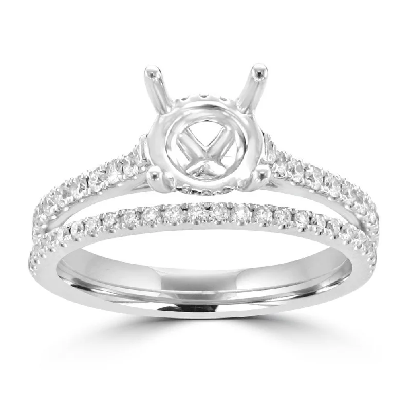 Women’s luxurious engagement ring-14KT White Gold .47 CTW Bridal Set For .50 CT Round Diamond